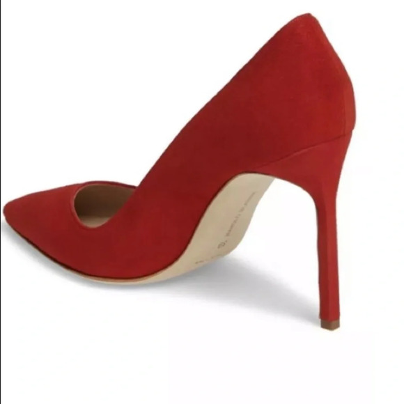 MANOLO BLAHNIK Red Suede 105 BB Pumps Heels 39 9 - Picture 6 of 11